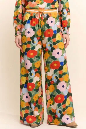 wholesale clothing plus floral print wide leg pants drawstring waist davi & dani