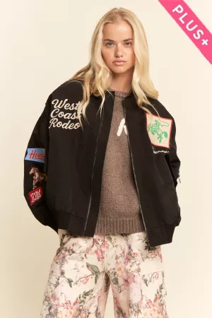 wholesale clothing plus west coast rodeo embroidered bomber jacket davi & dani