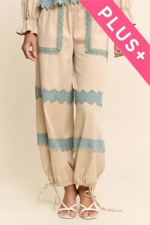 wholesale clothing plus lace detail bottom adjustable pants davi & dani
