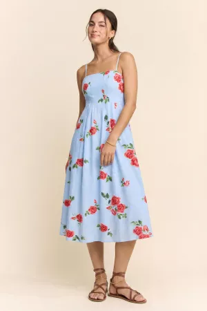 wholesale clothing flower printed french terry bra straps midi dress davi & dani