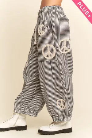 wholesale clothing plus peace sign pinstripe palazzo pants davi & dani
