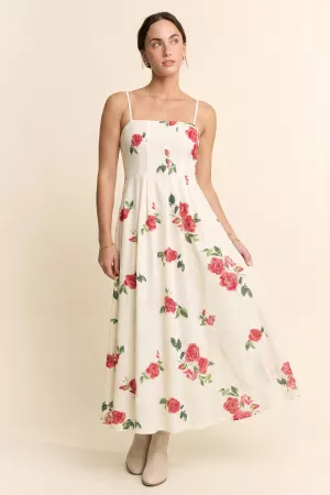 wholesale clothing flower printed french terry bra straps midi dress davi & dani