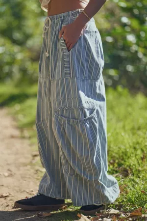 wholesale clothing striped denim drawstring parachute pants davi & dani