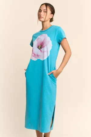 wholesale clothing bold flower statement print knit midi dress davi & dani