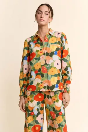 wholesale clothing floral print long sleeve button top davi & dani