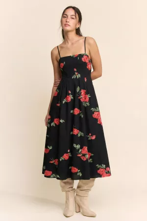 wholesale clothing flower printed french terry bra straps midi dress davi & dani