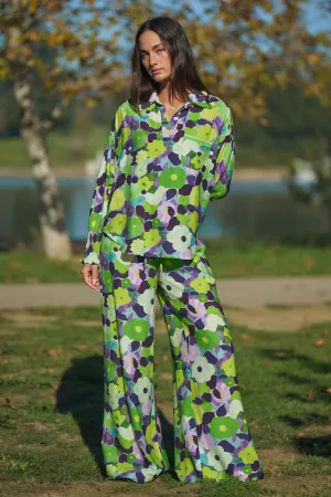 wholesale clothing floral print long sleeve button top davi & dani