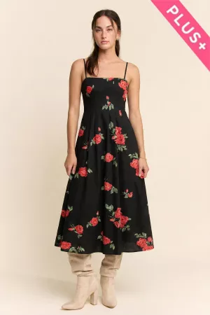 wholesale clothing plus flower french terry bra strap midi dress davi & dani