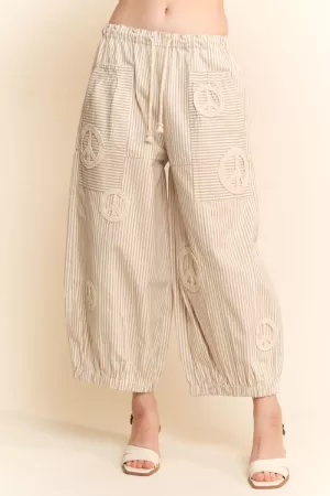 wholesale clothing peace sign pinstripe palazzo pants davi & dani