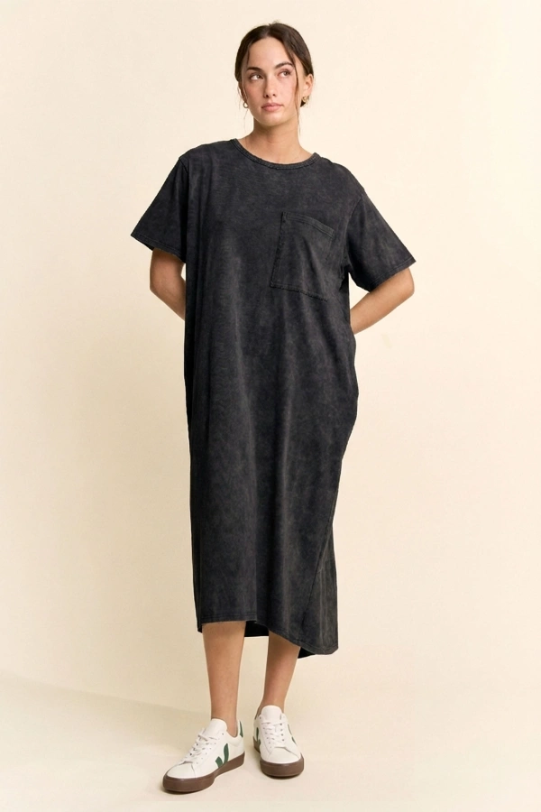 wholesale clothing garment washed pleated back midi dress davi & dani