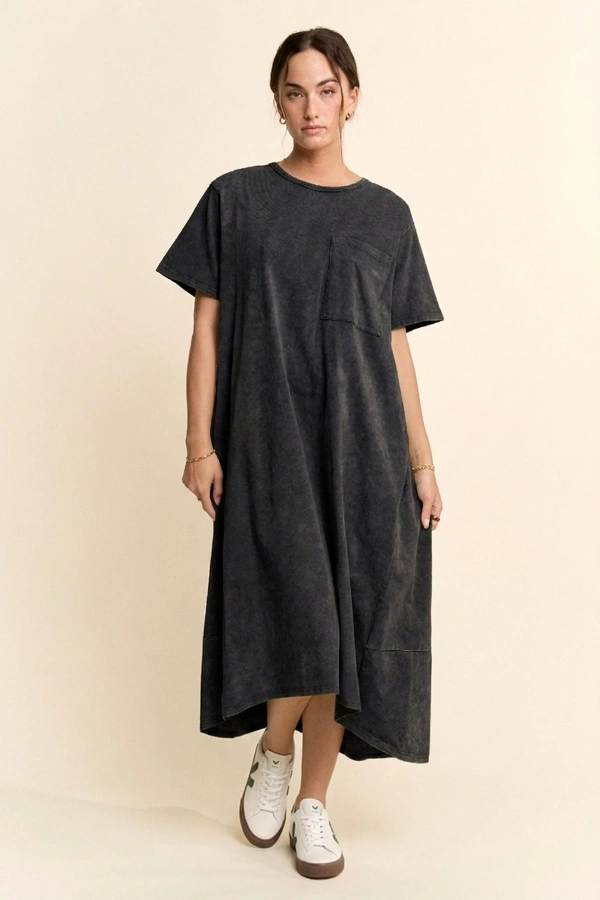 wholesale clothing garment washed pleated back midi dress davi & dani