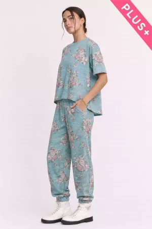 wholesale clothing plus bouquet printed soft scuba set davi & dani