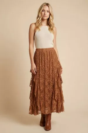 wholesale clothing sheer lace layered skirt with waist band davi & dani