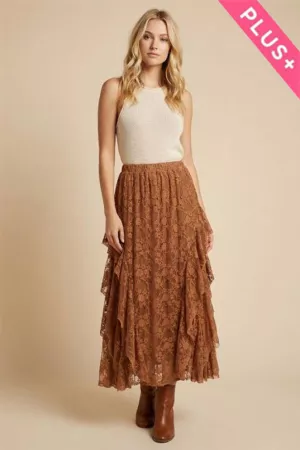 wholesale clothing plus sheer lace layered skirt with waist band davi & dani