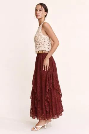 wholesale clothing sheer lace layered skirt with waist band davi & dani