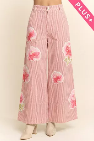 wholesale clothing plus oversized floral accents wide leg pants davi & dani