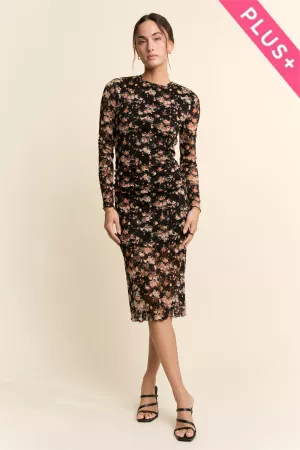 wholesale clothing plus printed lace mesh dress davi & dani