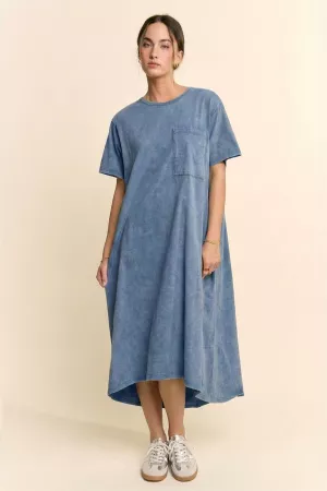 wholesale clothing garment washed pleated back midi dress davi & dani