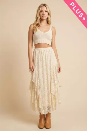 wholesale clothing plus sheer lace layered skirt with waist band davi & dani