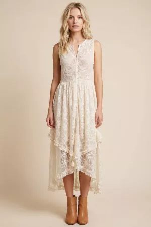 wholesale clothing sheer lace layered duster with botton front davi & dani