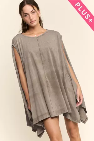 wholesale clothing plus garment boat neck hankerchief mini dress davi & dani