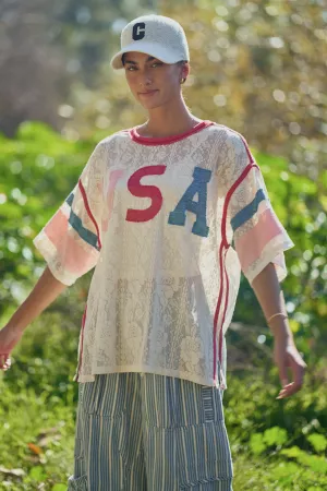 wholesale clothing usa patchwork lace top with inner tank top davi & dani