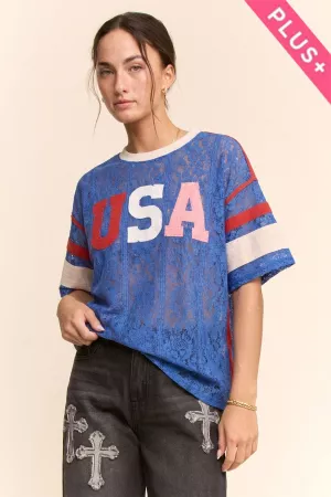 wholesale clothing plus usa patchwork lace top with inner tank top davi & dani