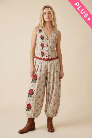 wholesale clothing plus floral boho patchwork drop crotch vest davi & dani