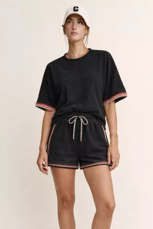 wholesale clothing fuzzy terry top elastic waist short set davi & dani