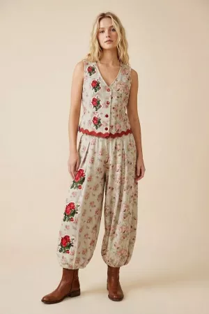 wholesale clothing floral boho patchwork style drop crotch vest davi & dani