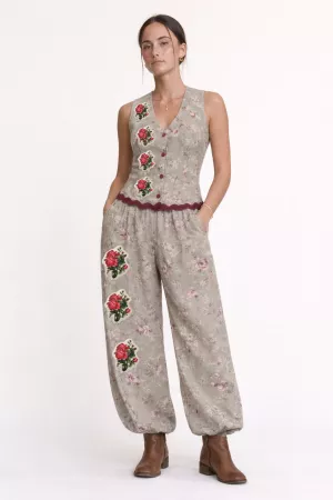 wholesale clothing floral boho patchwork style drop crotch pants davi & dani