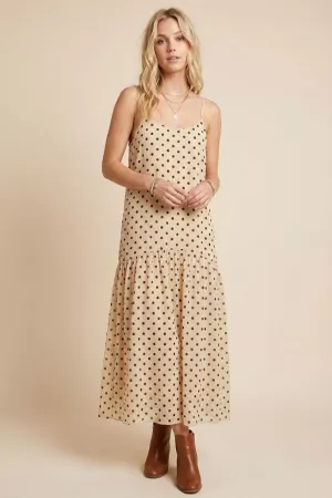 wholesale clothing floral drop waist spaghetti strap maxi dress davi & dani