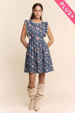 wholesale clothing plus flower denim apron dress davi & dani