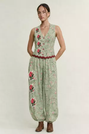 wholesale clothing floral boho patchwork style drop crotch pants davi & dani