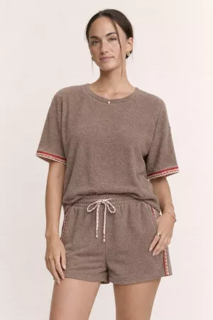 wholesale clothing fuzzy terry top elastic waist short set davi & dani