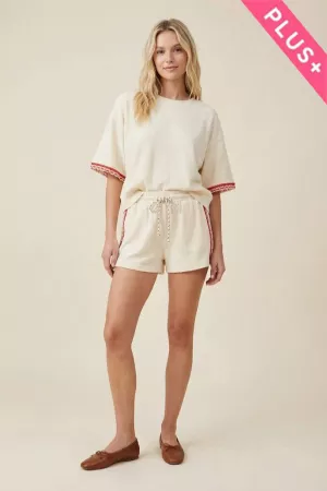 wholesale clothing plus fuzzy terry top elastic waist short set davi & dani