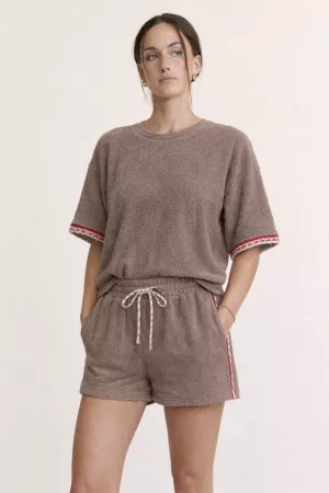 wholesale clothing fuzzy terry top elastic waist short set davi & dani