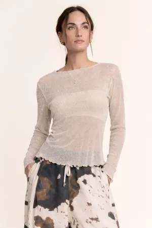 wholesale clothing sheer rhinestone long sleeve mesh top davi & dani