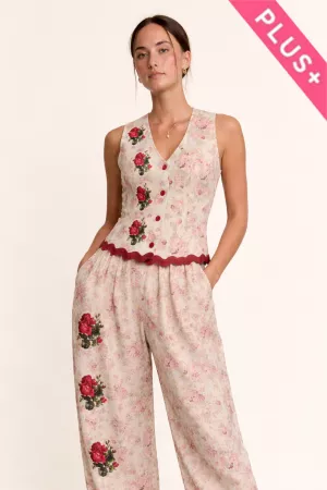 wholesale clothing plus floral boho patchwork drop crotch vest davi & dani