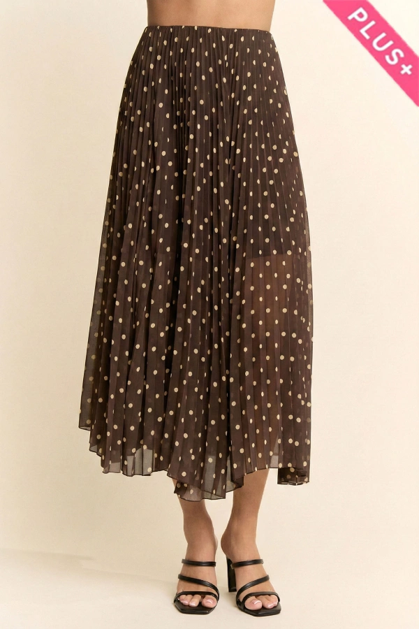 wholesale clothing plus polka dot pleated midi skirt davi & dani