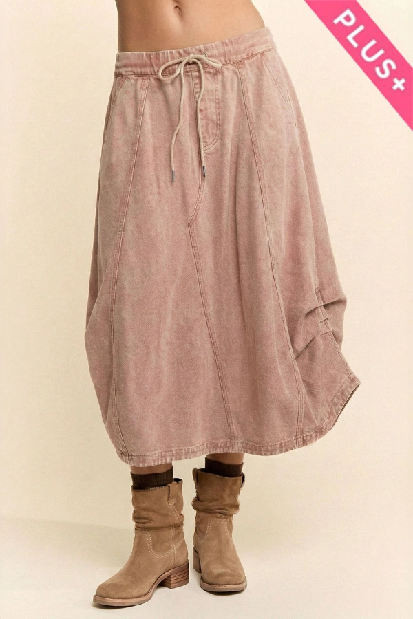 wholesale clothing plus mineral elastic denim parachute midi skirt davi & dani