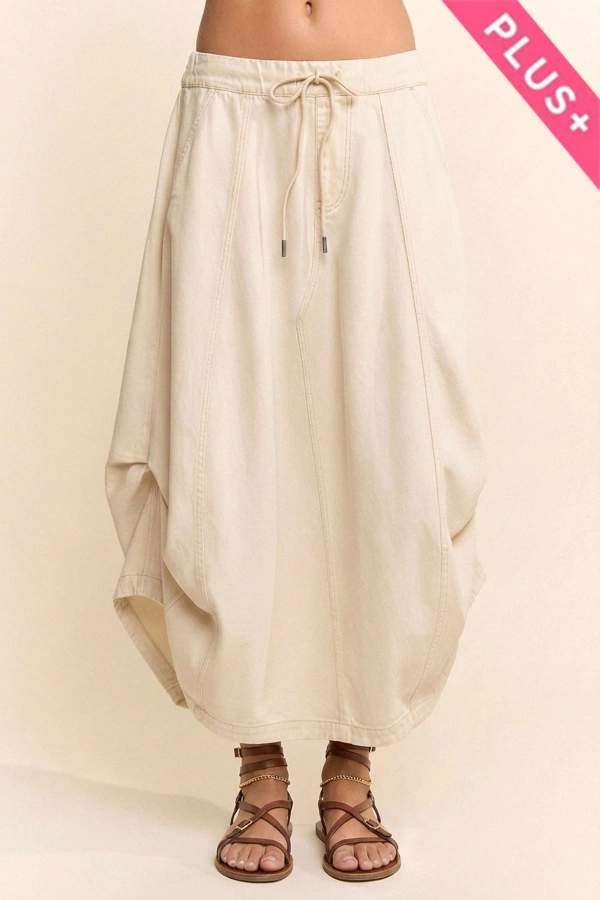 wholesale clothing plus mineral elastic denim parachute midi skirt davi & dani