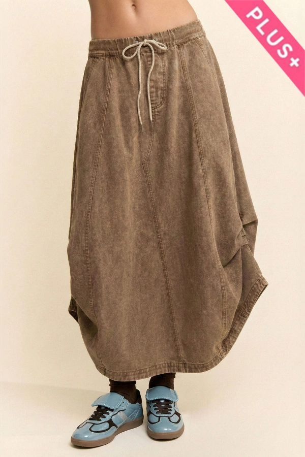 wholesale clothing plus mineral elastic denim parachute midi skirt davi & dani