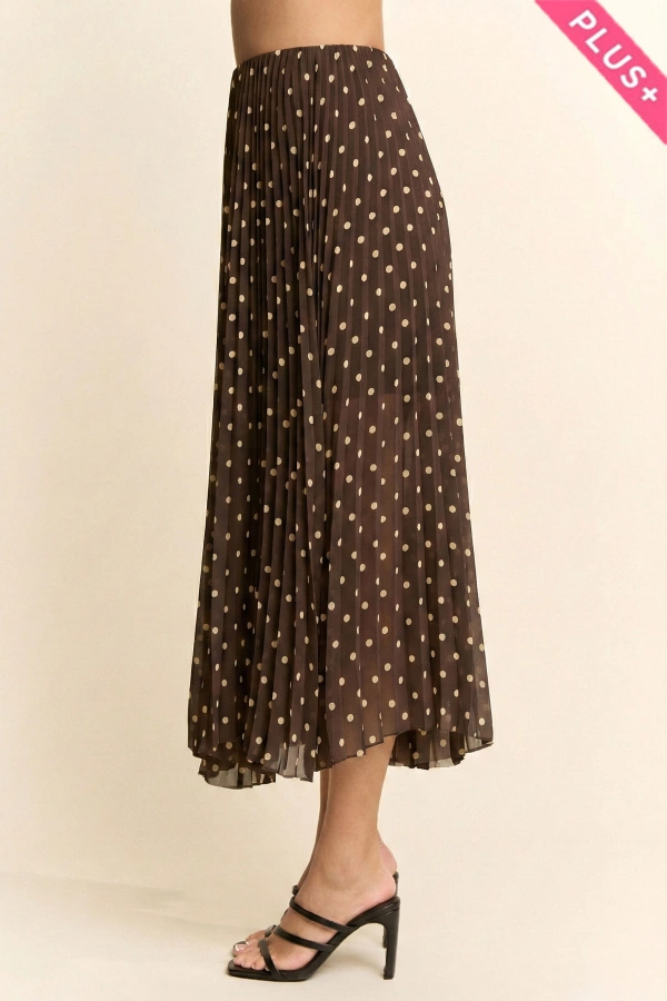 wholesale clothing plus polka dot pleated midi skirt davi & dani