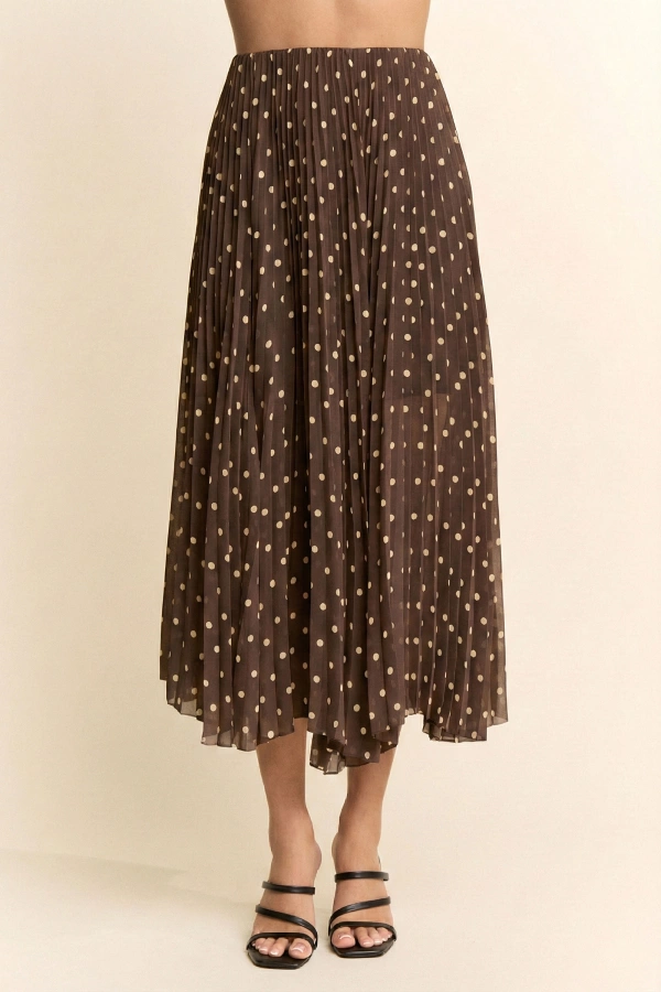 wholesale clothing polka dot pleated midi skirt davi & dani