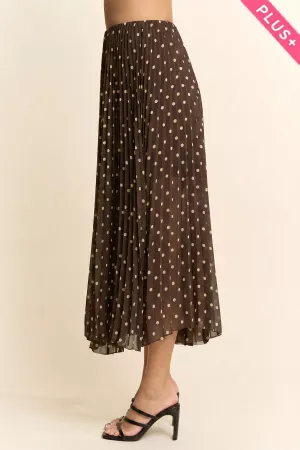 wholesale clothing plus polka dot pleated midi skirt davi & dani