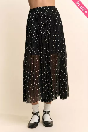 wholesale clothing plus polka dot pleated midi skirt davi & dani