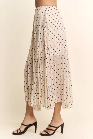 wholesale clothing polka dot pleated midi skirt davi & dani