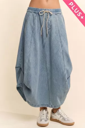 wholesale clothing plus mineral elastic denim parachute midi skirt davi & dani