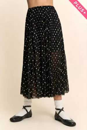 wholesale clothing plus polka dot pleated midi skirt davi & dani